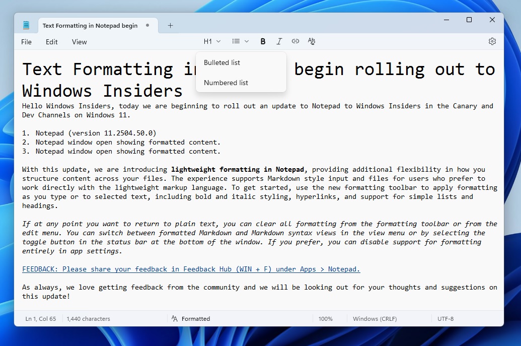 微软 Win11 记事本已全面支持 Markdown